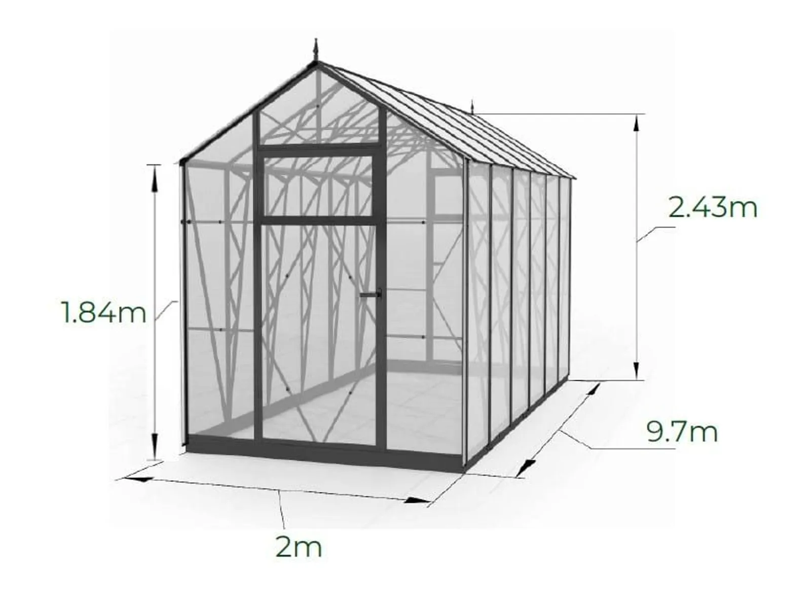 Växthus EcoSlider Lux 2,0 - 19,4 m² - svart stål - miniatyr 3