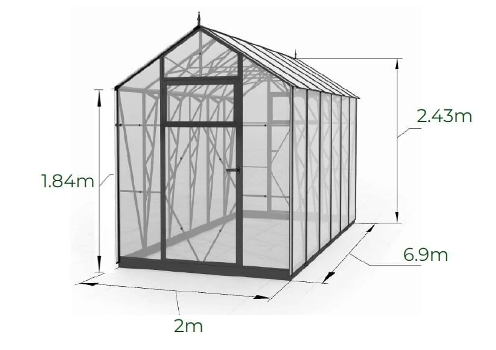 Växthus EcoSlider Lux 2,0 - 13,8 m² - svart stål - miniatyr 3