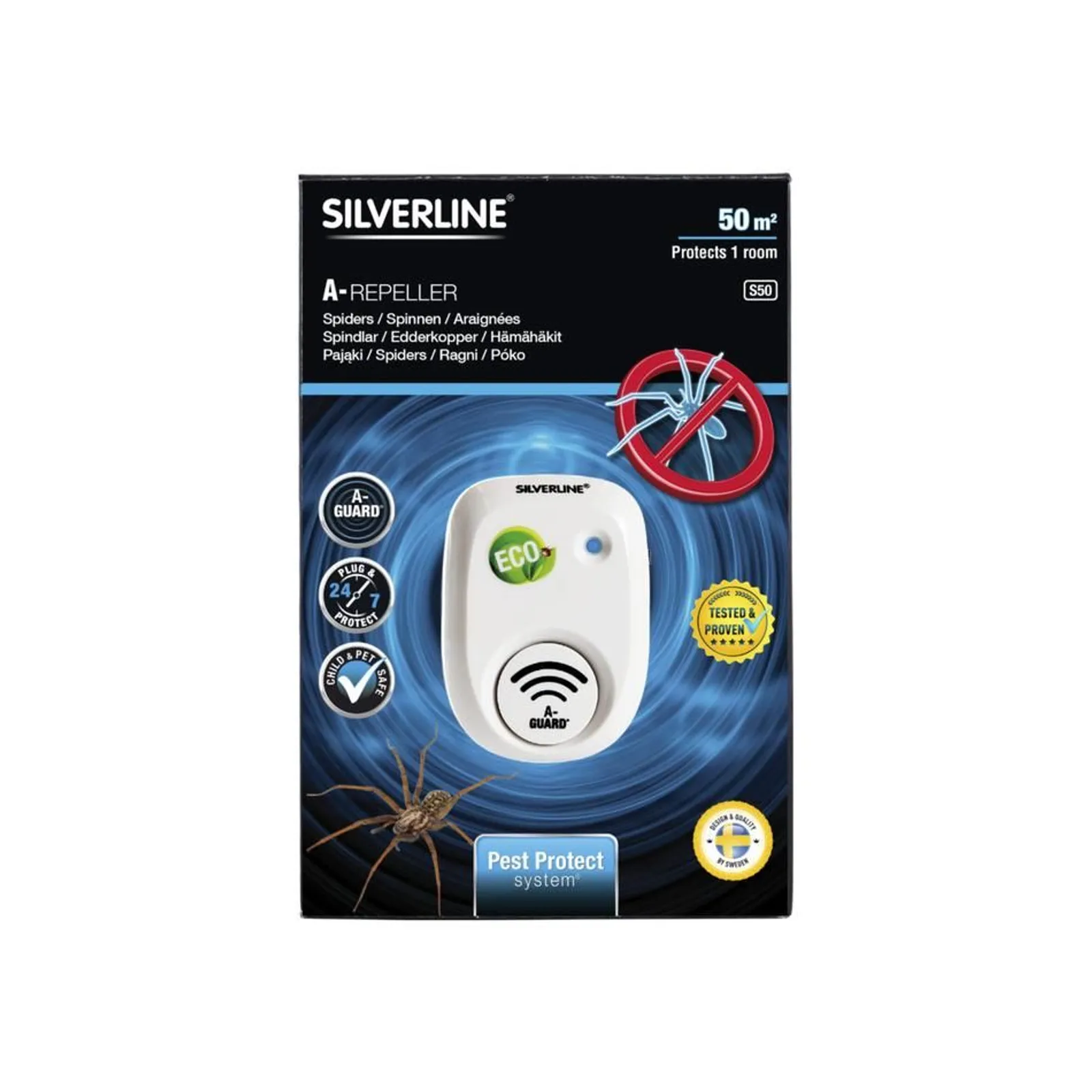 Avskräckare Silverline S50 Spindel — närbild
