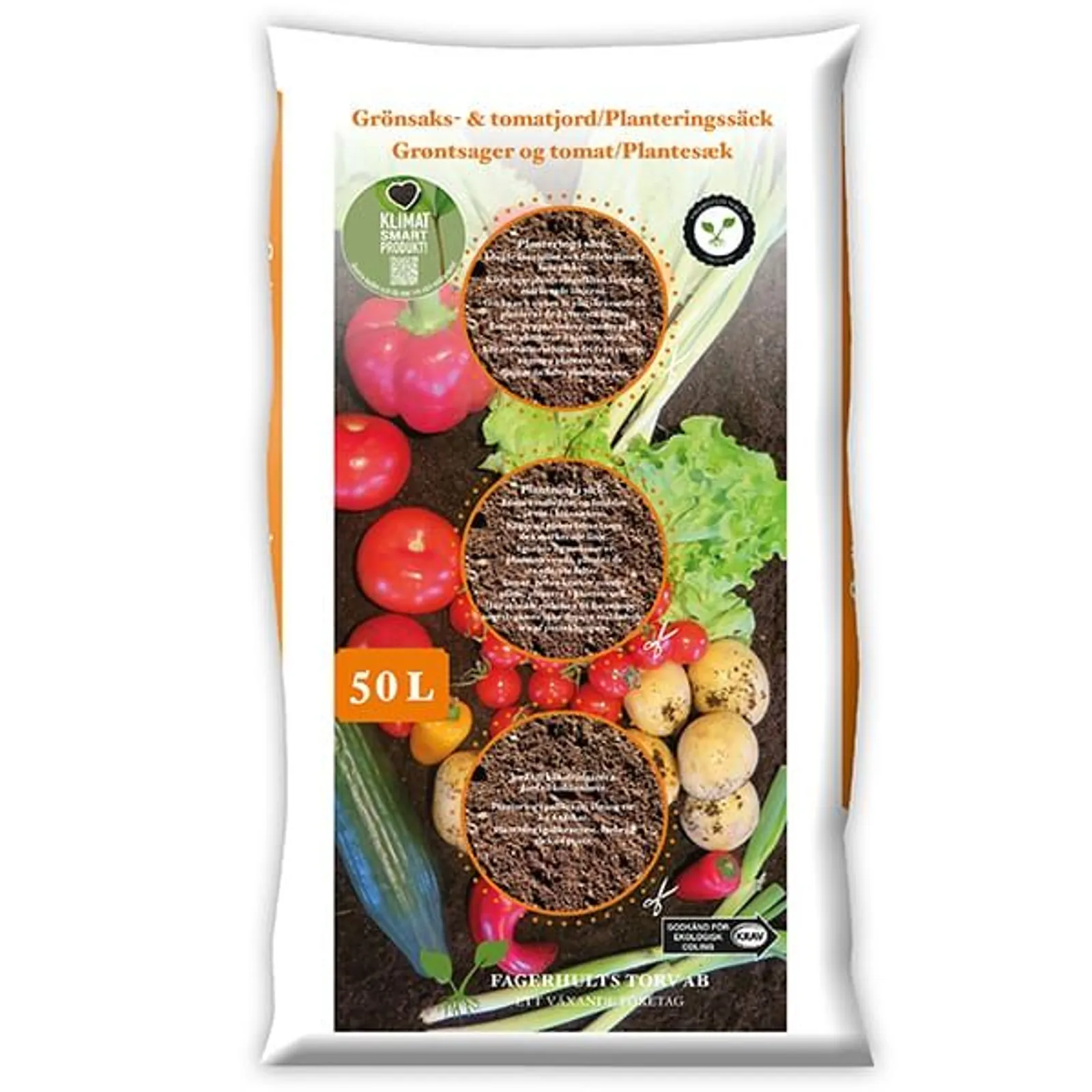 Grönsaks & tomatjord Fagerhults KRAV, Pall 50l (45st)