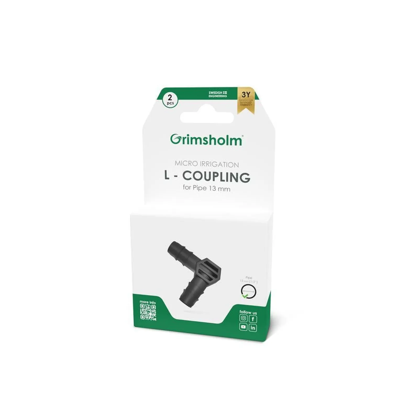 L-koppling Grimsholm 13 mm 2st