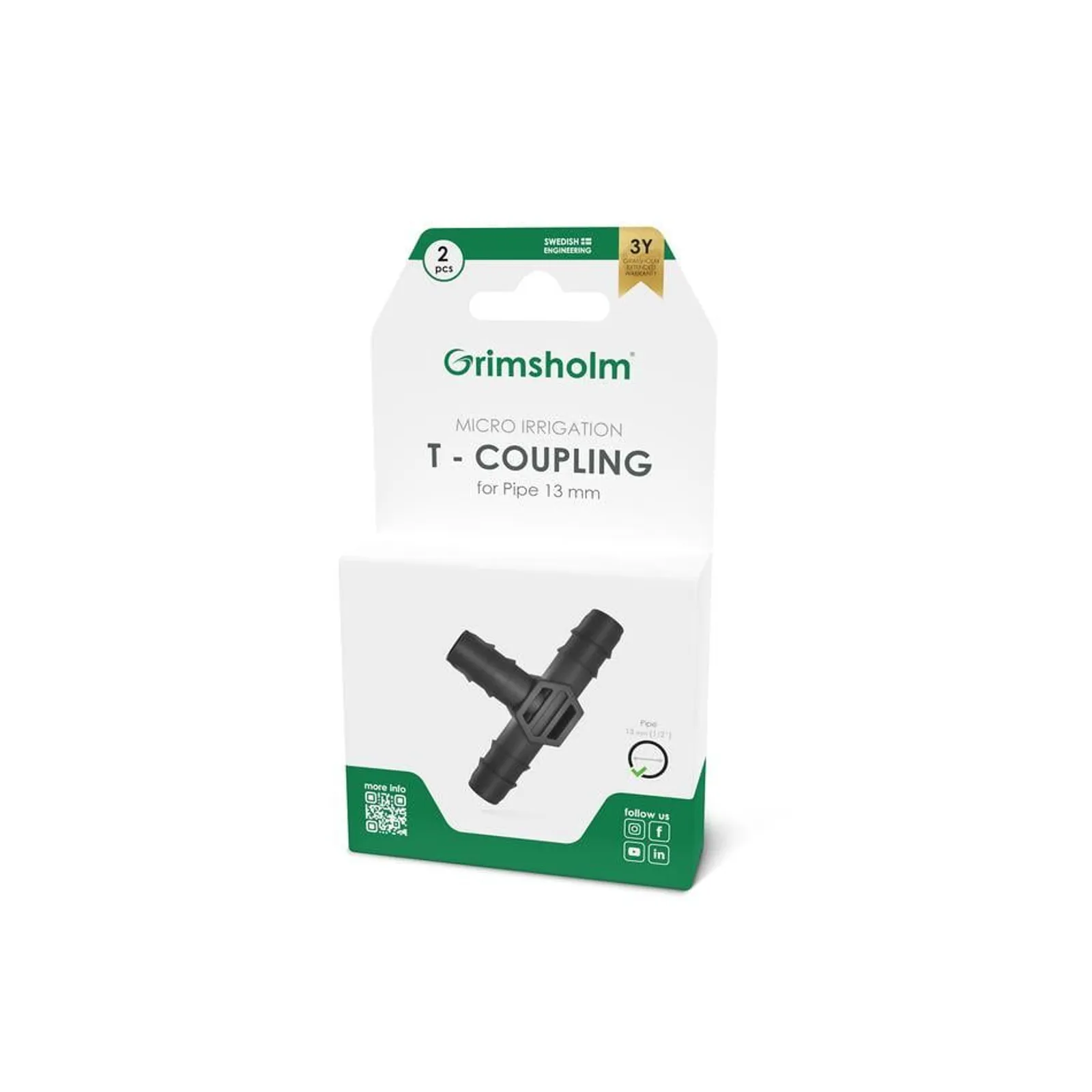 T-koppling Grimsholm 13 mm 2st — detalj