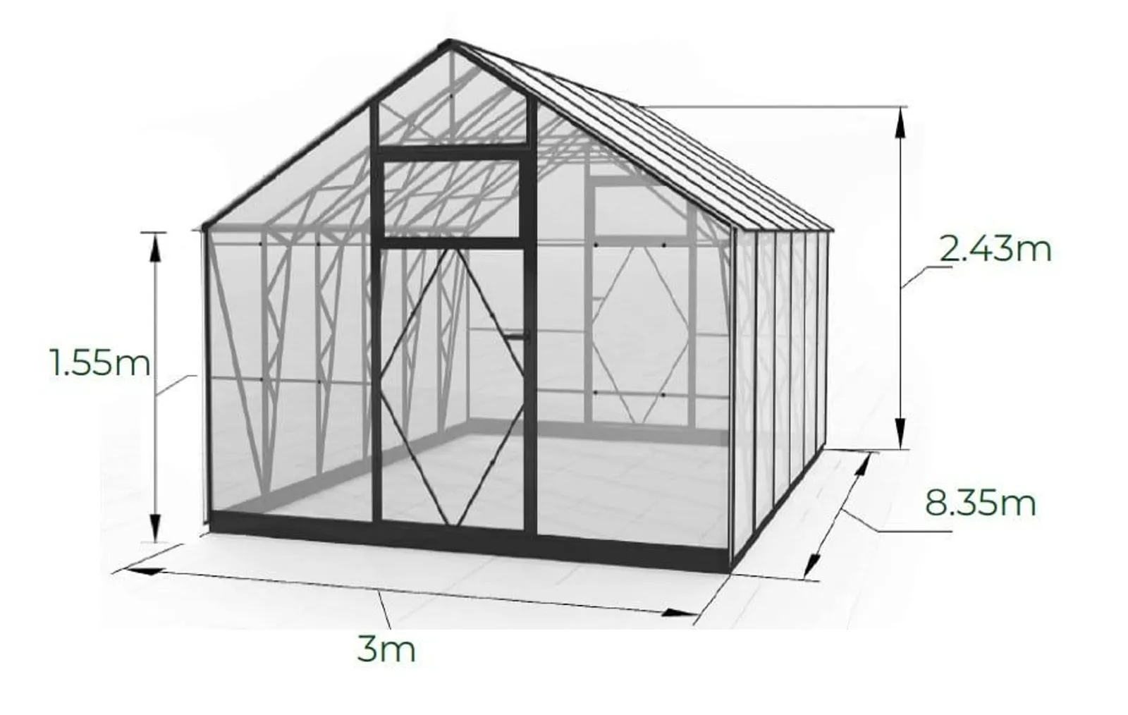Växthus EcoSlider House 3,0 - 18,72 m² - galvaniserat stål - miniatyr 3