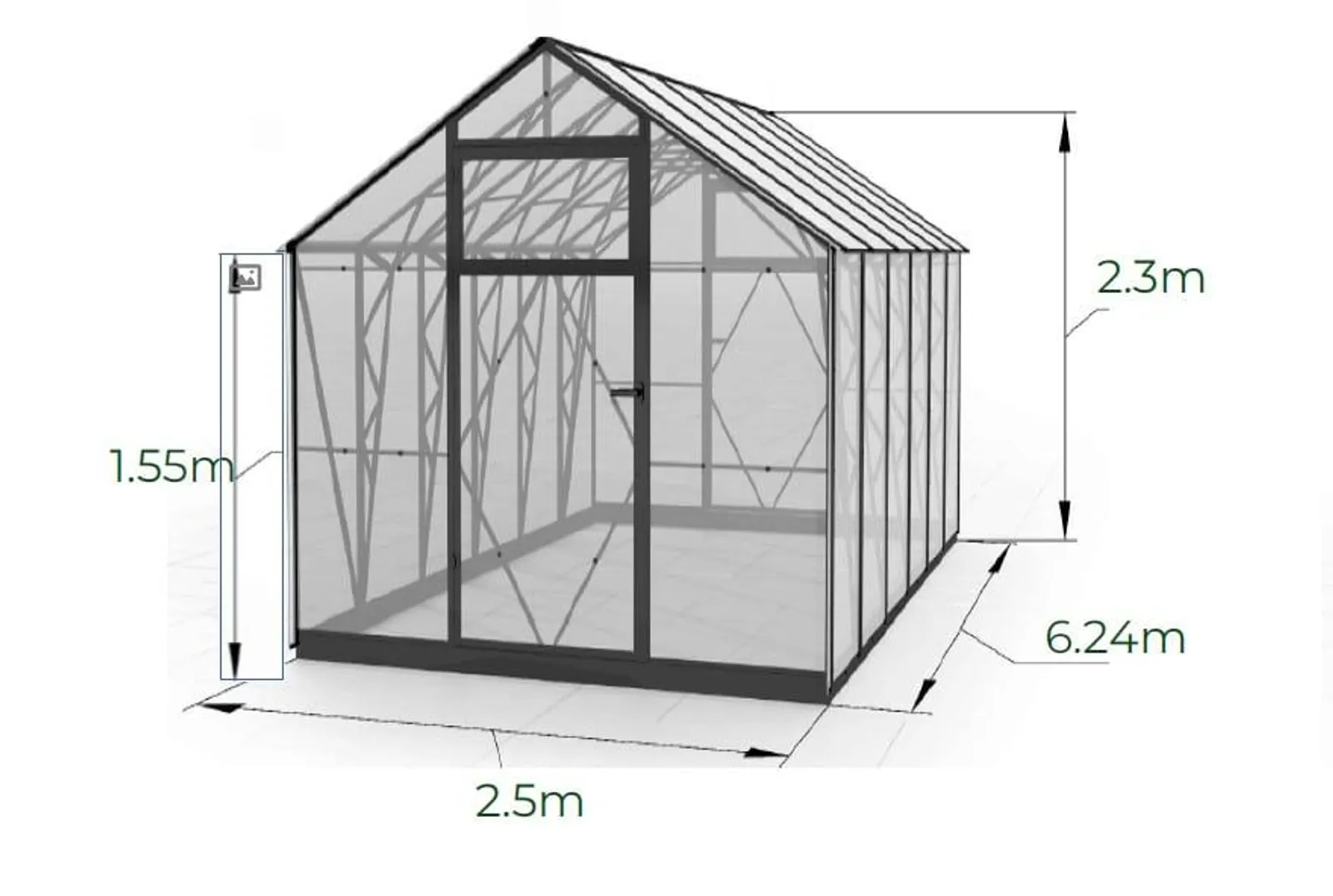 Växthus EcoSlider House 2,5 - 15,6 m² - galvaniserat stål - miniatyr 3