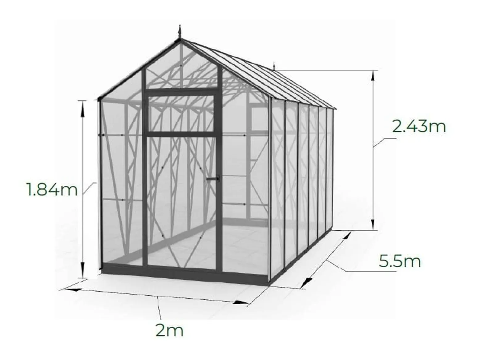 Växthus EcoSlider Lux 2,0 - 11,0 m² - svart stål - miniatyr 3