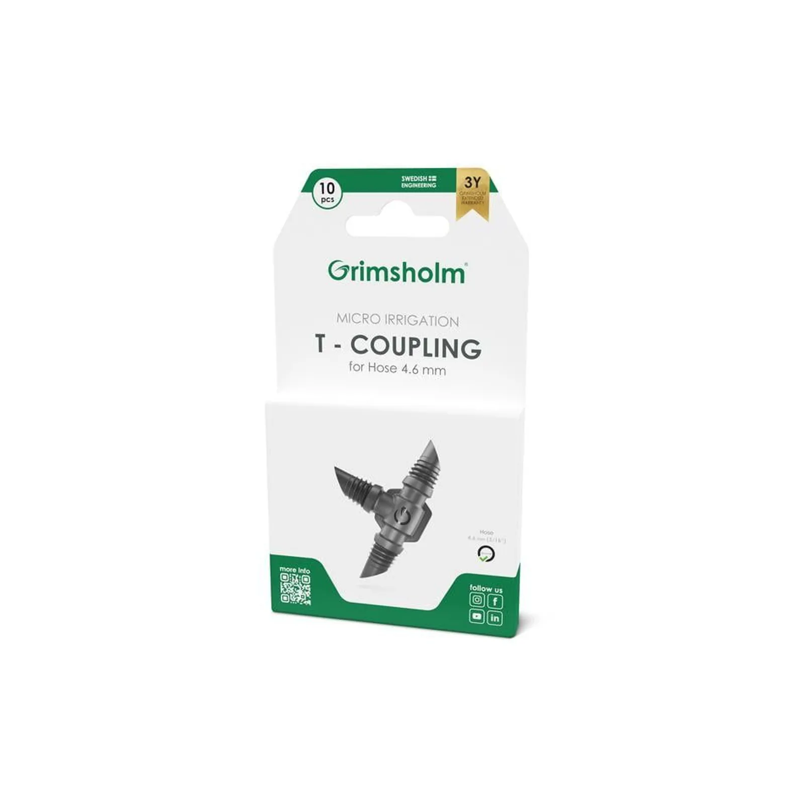 T-koppling Grimsholm 4,6 mm 10st