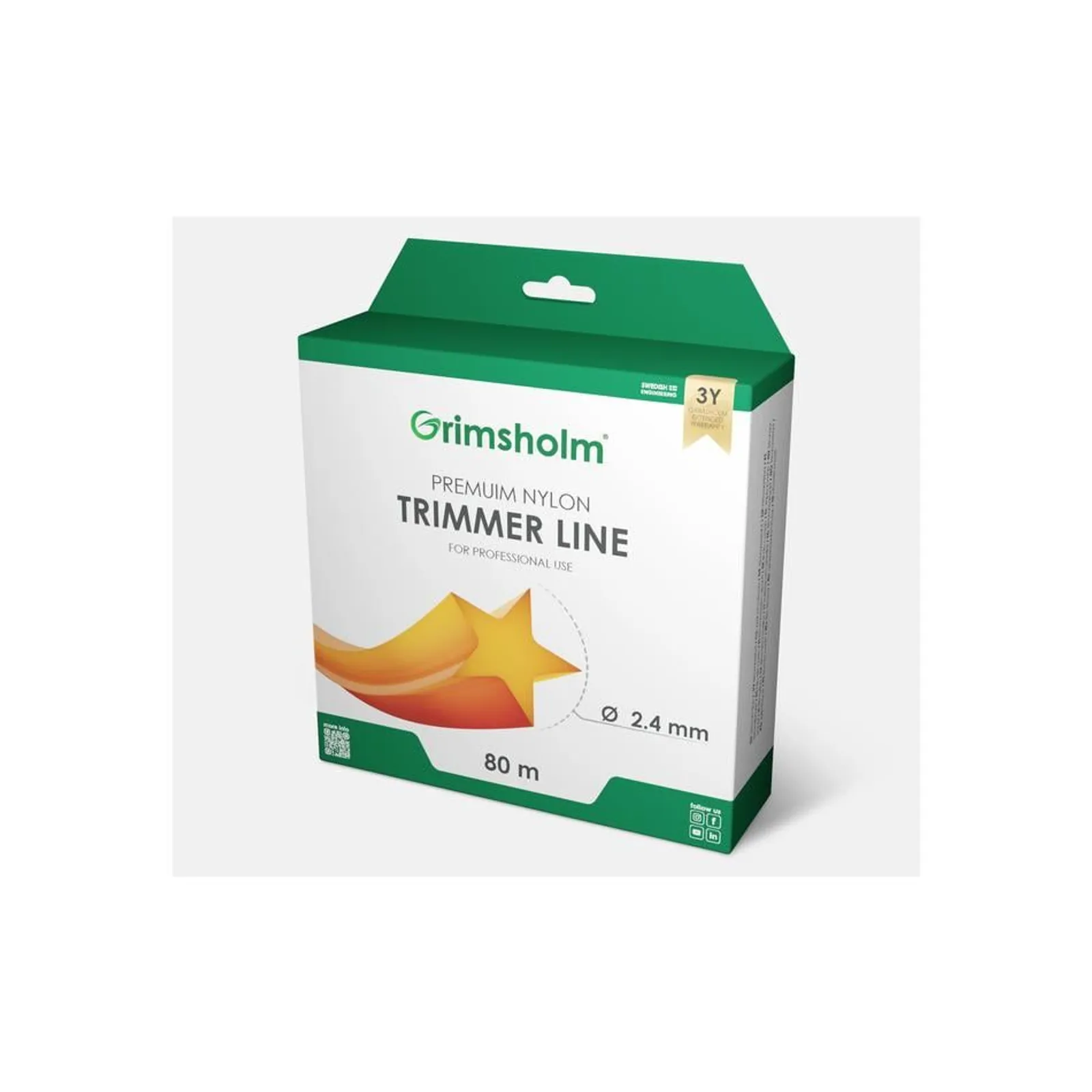 Trimmertråd 2,4mm / stjärna / 80m