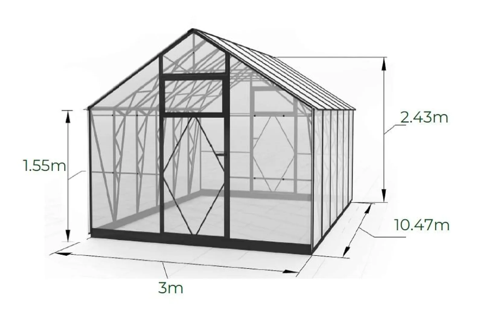 Växthus EcoSlider House 3,0 - 25,05 m² - galvaniserat stål - miniatyr 3