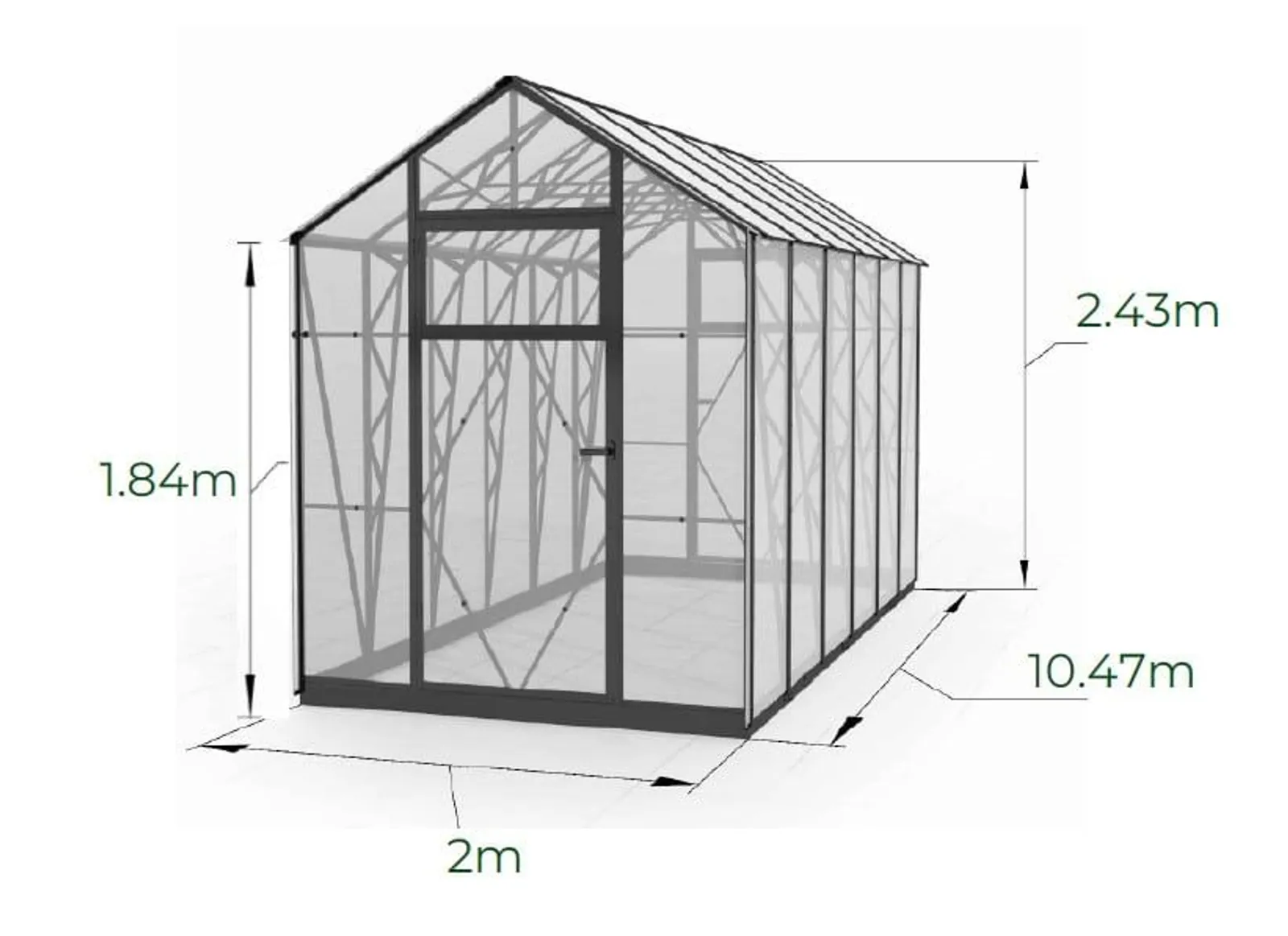 Växthus EcoSlider House 2,0 - 20,94 m² - galvaniserat stål - miniatyr 1