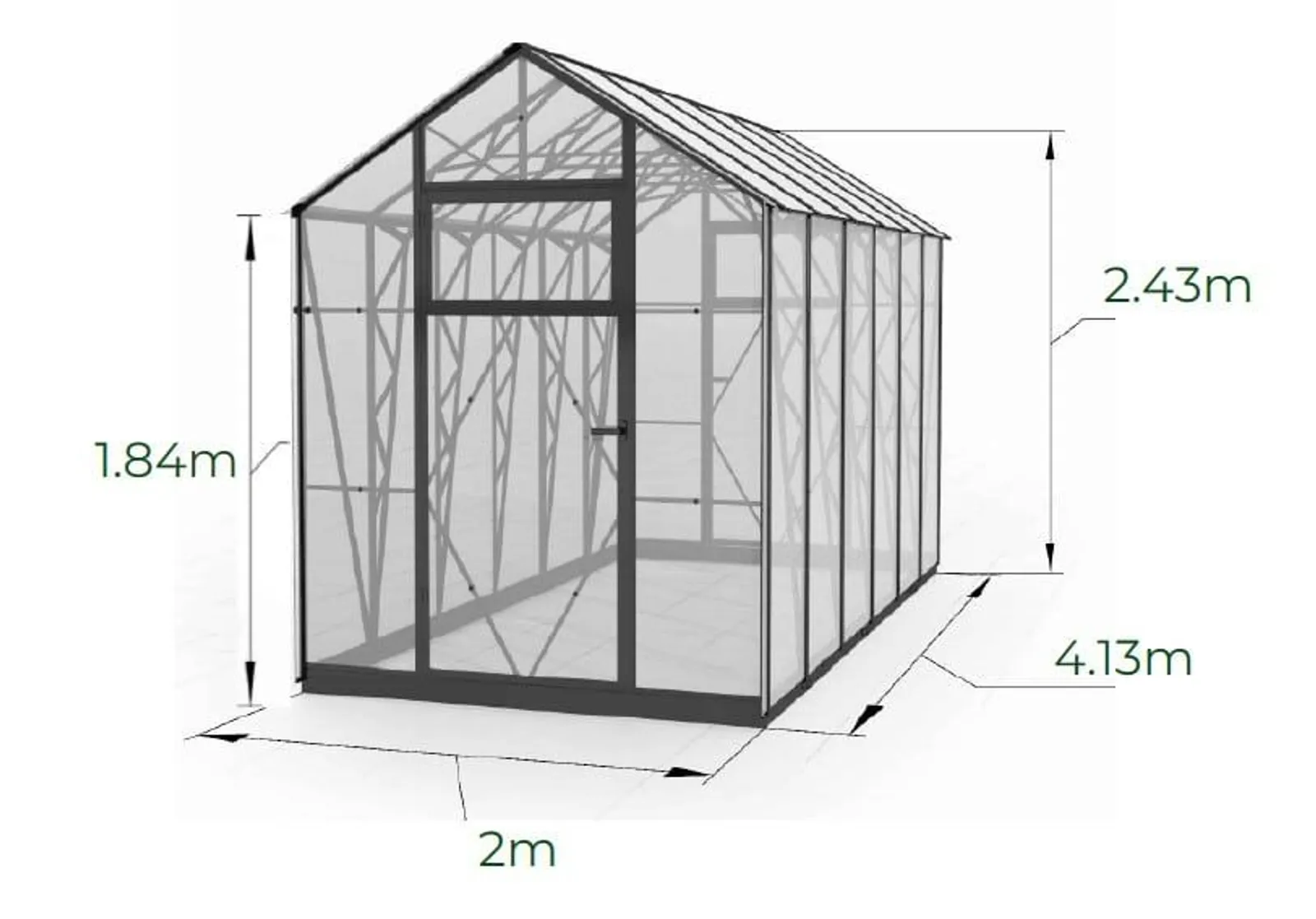 Växthus EcoSlider House 2,0 - 8,26 m² - galvaniserat stål