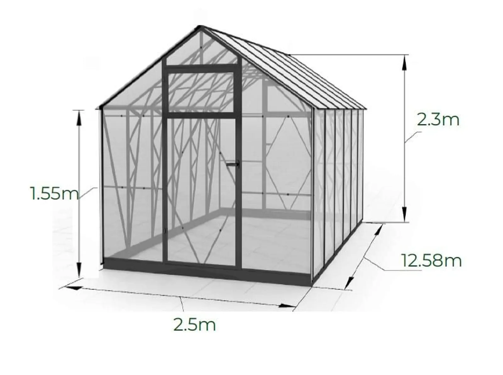 Växthus EcoSlider House 2,5 - 31,45 m² - galvaniserat stål - miniatyr 3