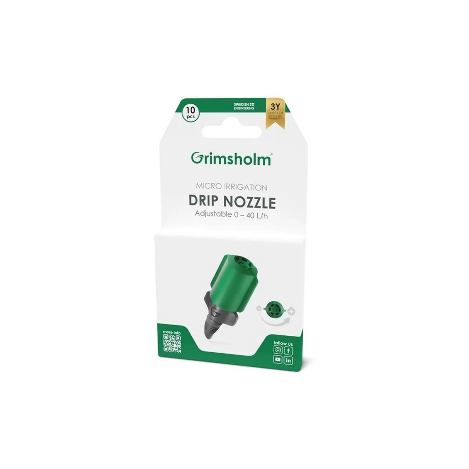 Droppmunstycke Grimsholm Reglerbart 13 mm 4,6 mm 10st — detalj