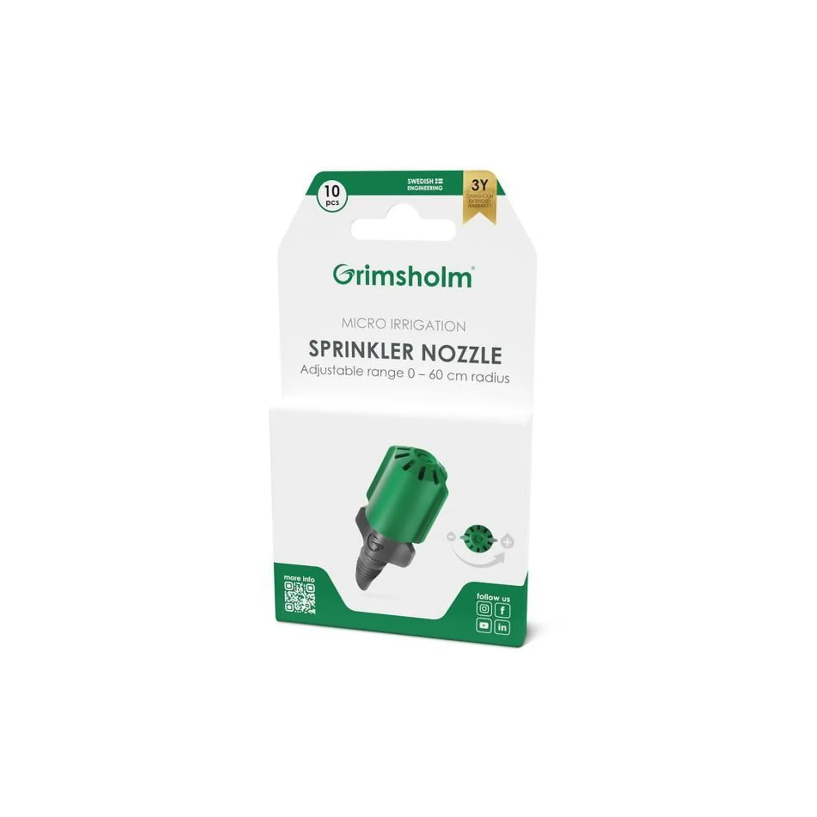 Sprinklermunstycke Grimsholm Reglerbart 13 mm 4,6 mm 10st — detalj