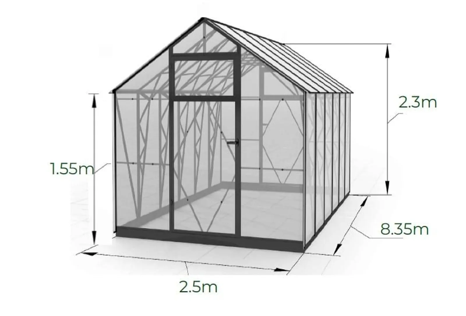 Växthus EcoSlider House 2,5 - 20,9 m² - galvaniserat stål - miniatyr 3