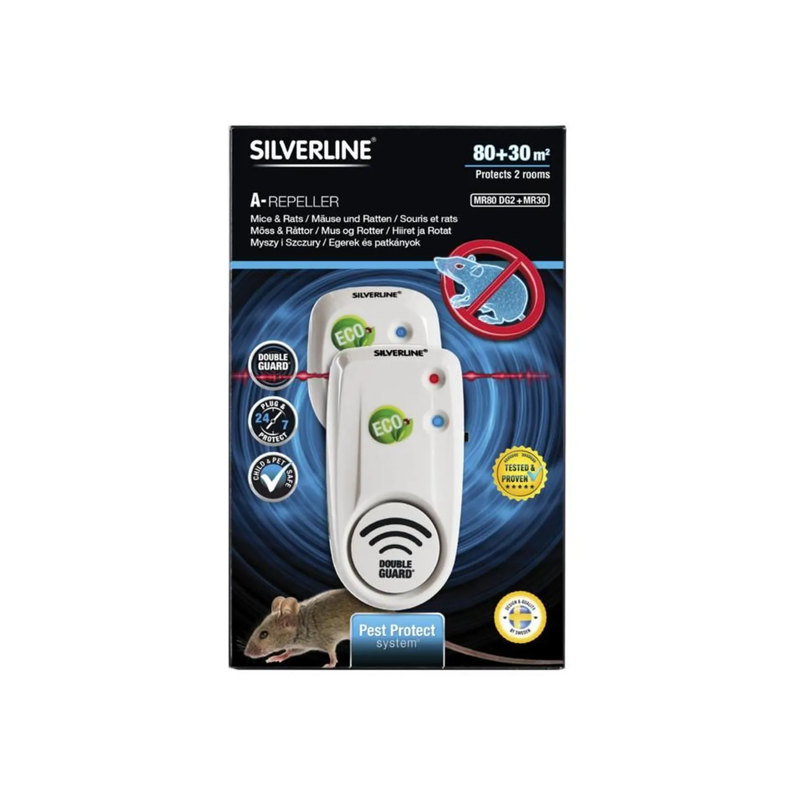 Avskräckare Silverline Mr80 Dg2 + Mr30 Mus & Råtta — närbild