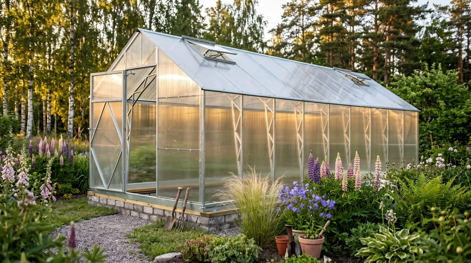 Växthus EcoSlider House 2,0 - 12,48 m² - galvaniserat stål