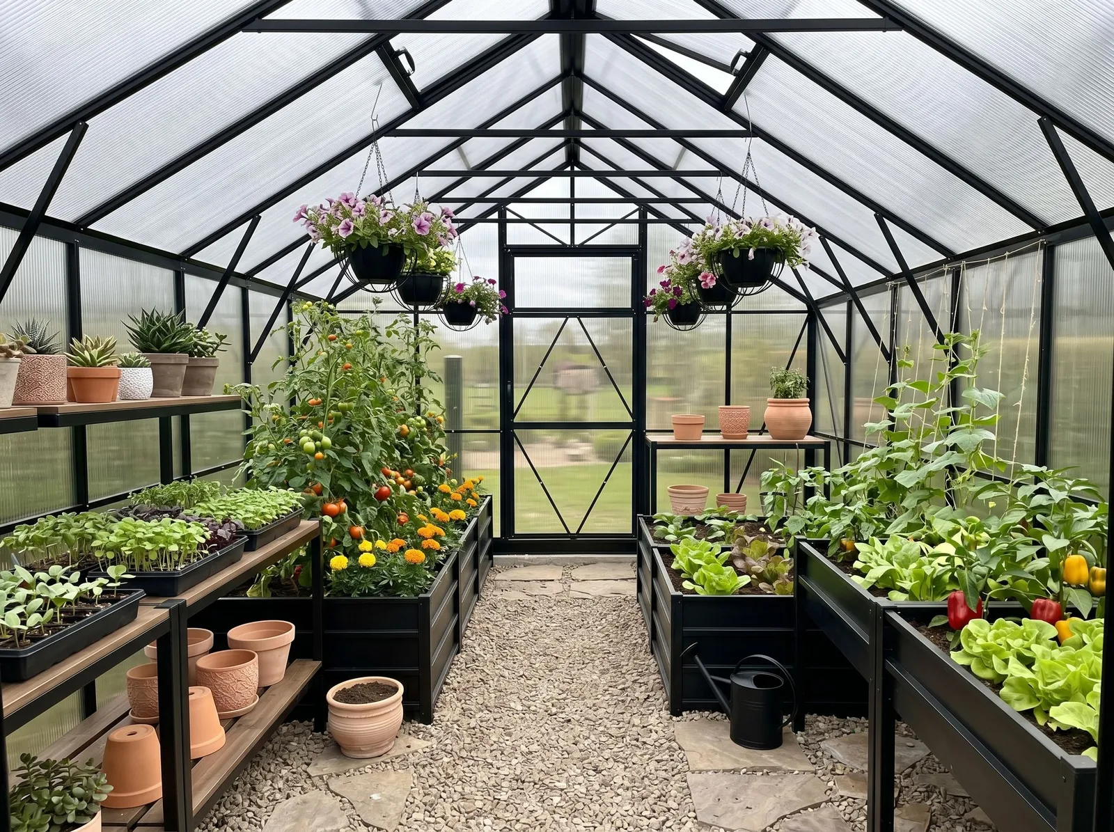 Växthus EcoSlider Lux 2,0 - 11,0 m² - svart stål