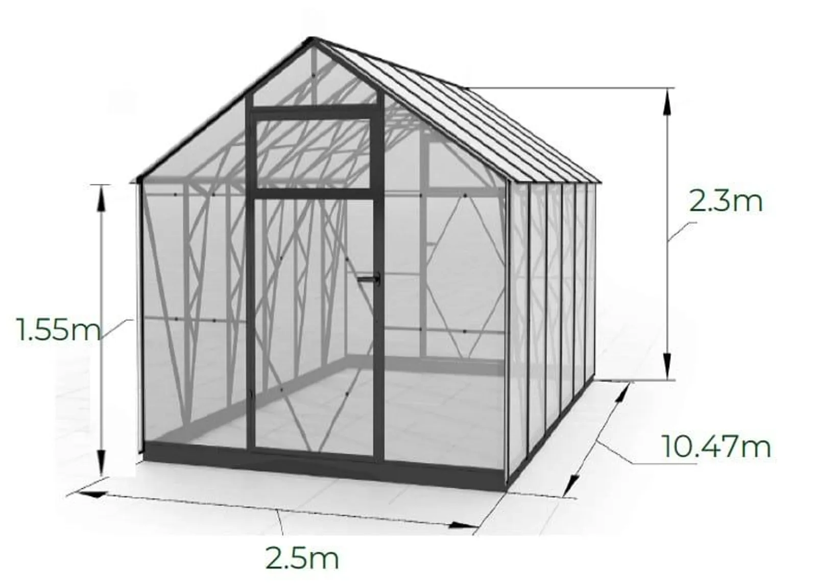 Växthus EcoSlider House 2,5 - 26,18 m² - galvaniserat stål - miniatyr 3