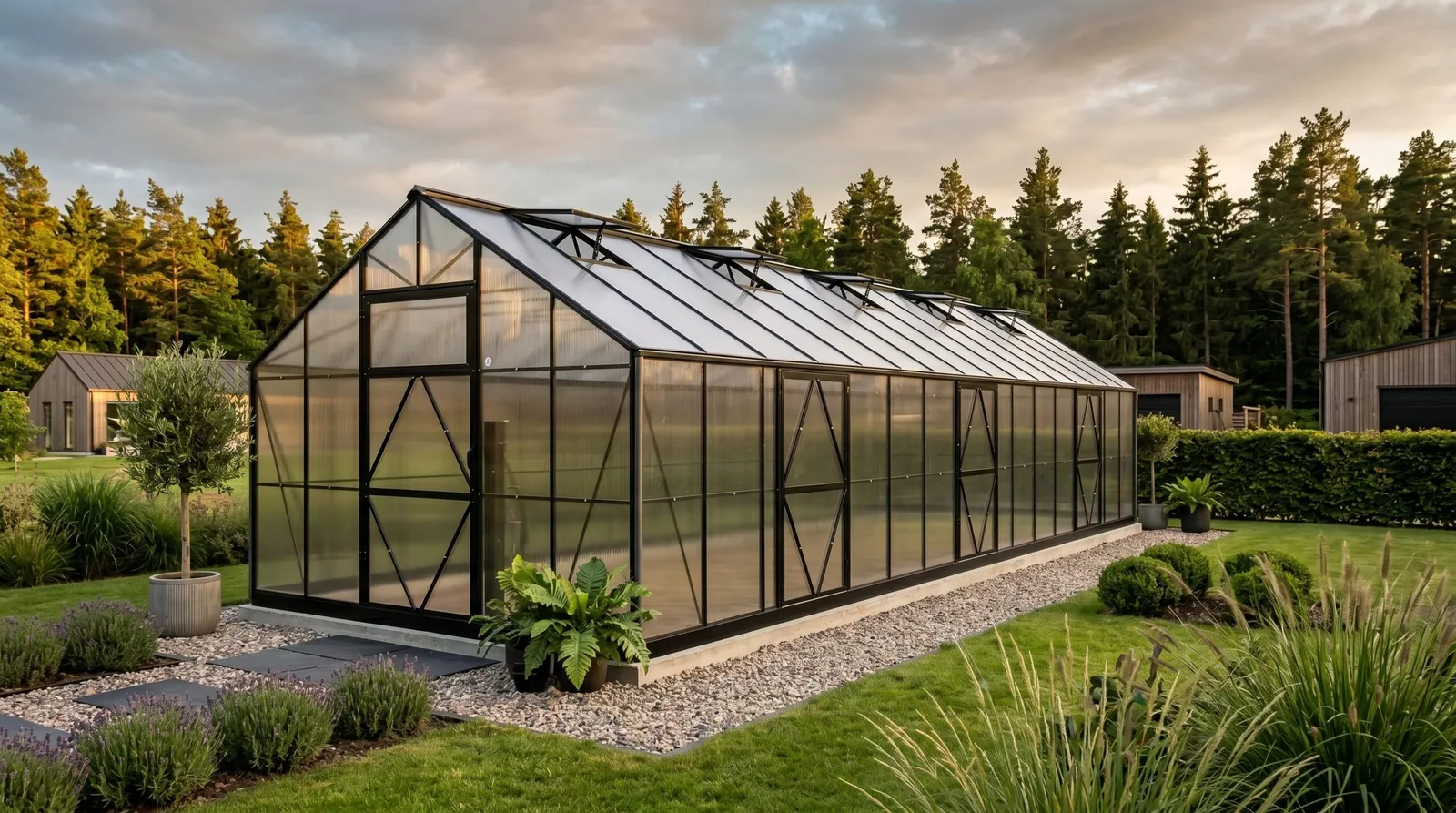 Växthus EcoSlider Lux 2,5 - 10,25 m² - svart stål