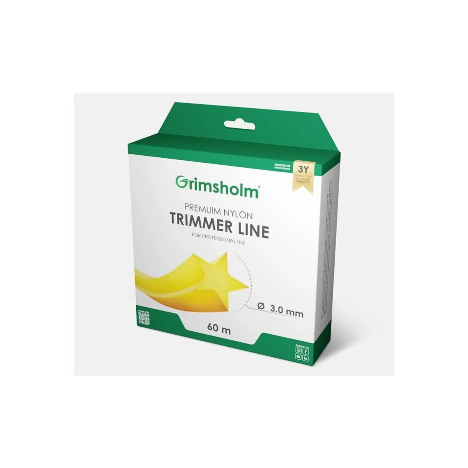 Trimmertråd 3,0mm / stjärna / 60m