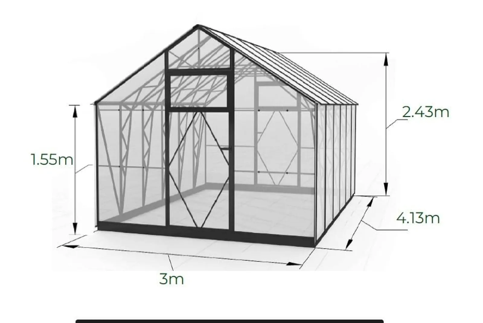Växthus EcoSlider House 3,0 - 12,39 m² - galvaniserat stål - miniatyr 3