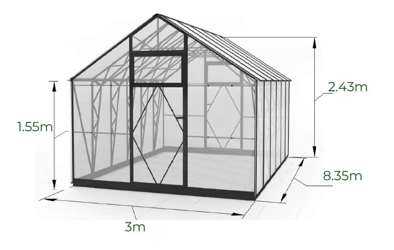 Växthus EcoSlider House 3,0 - 18,72 m² - galvaniserat stål - bild 3