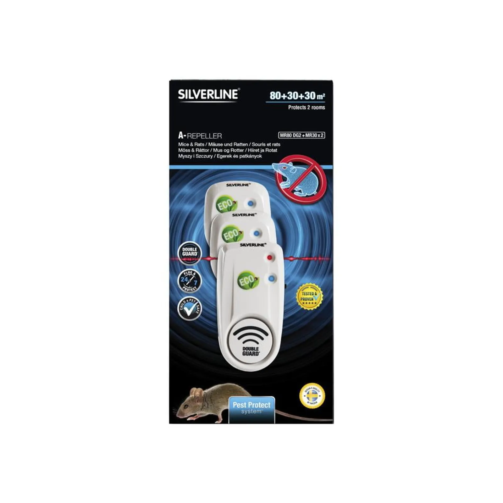 Avskräckare Silverline MR80 Dg2 + MR30 X 2 Mus & Råtta — närbild