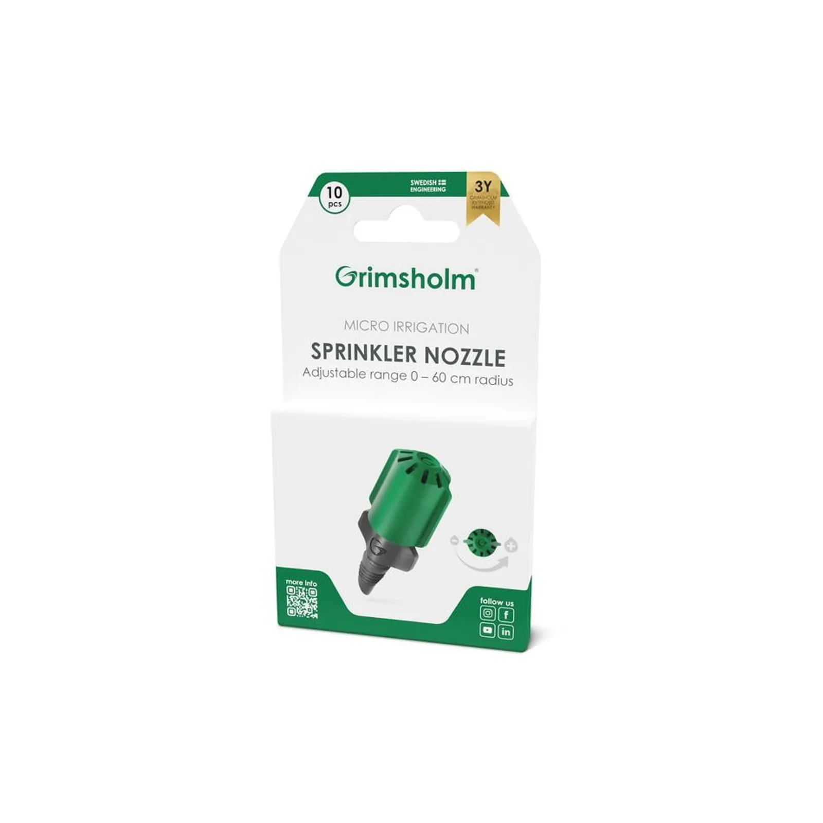 Sprinklermunstycke Grimsholm Reglerbart 13 mm 4,6 mm 10st — detalj