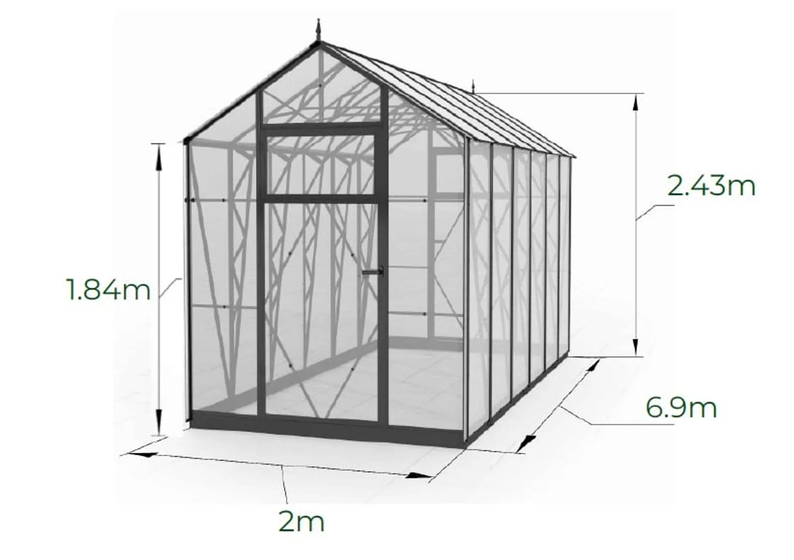 Växthus EcoSlider Lux 2,0 - 13,8 m² - svart stål - bild 3