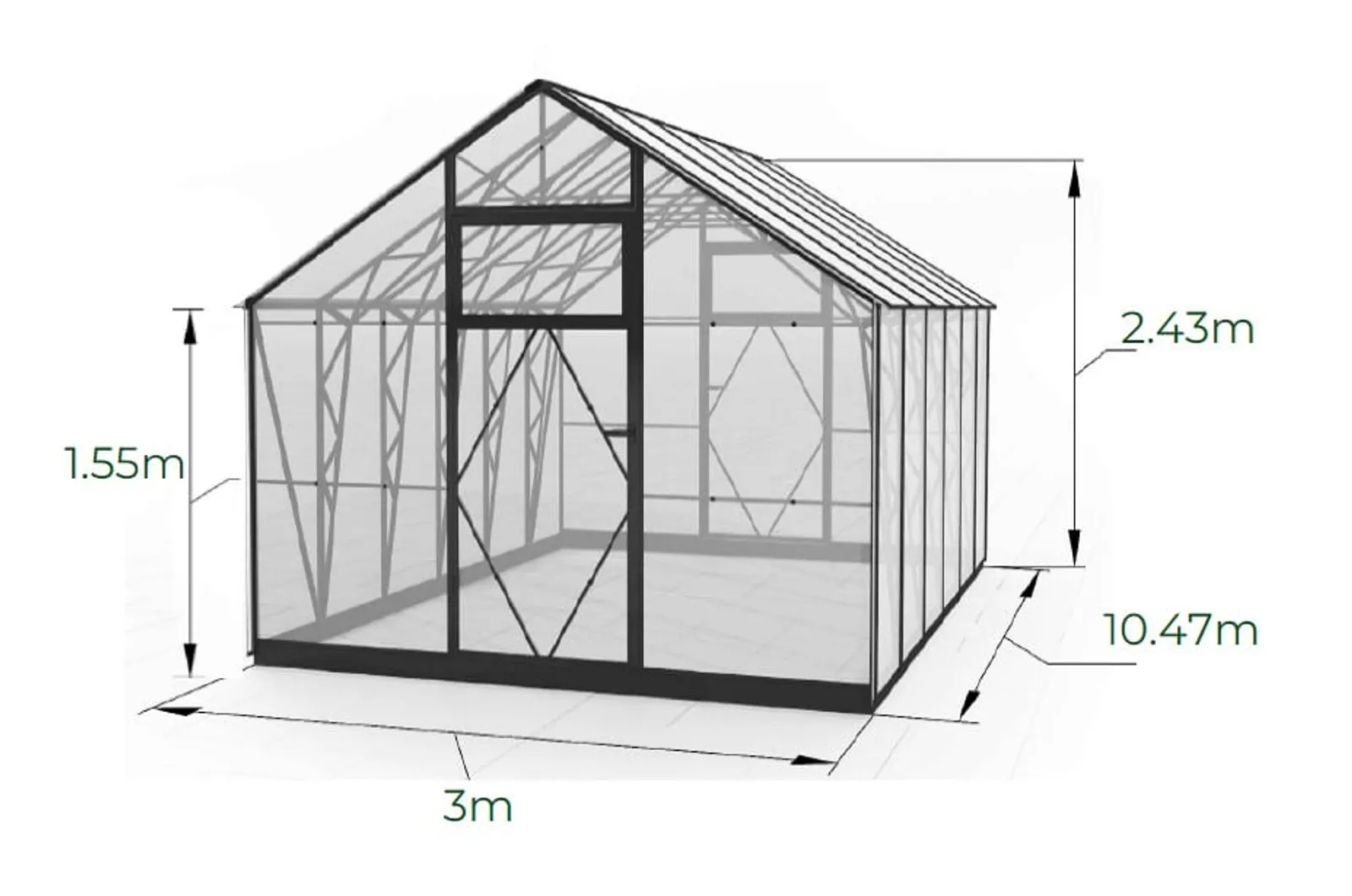 Växthus EcoSlider House 3,0 - 25,05 m² - galvaniserat stål - bild 3