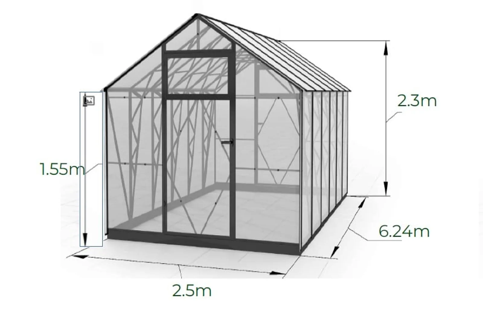 Växthus EcoSlider House 2,5 - 15,6 m² - galvaniserat stål - bild 3