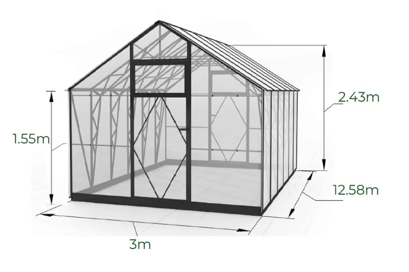 Växthus EcoSlider House 3,0 - 37,74 m² - galvaniserat stål - bild 3