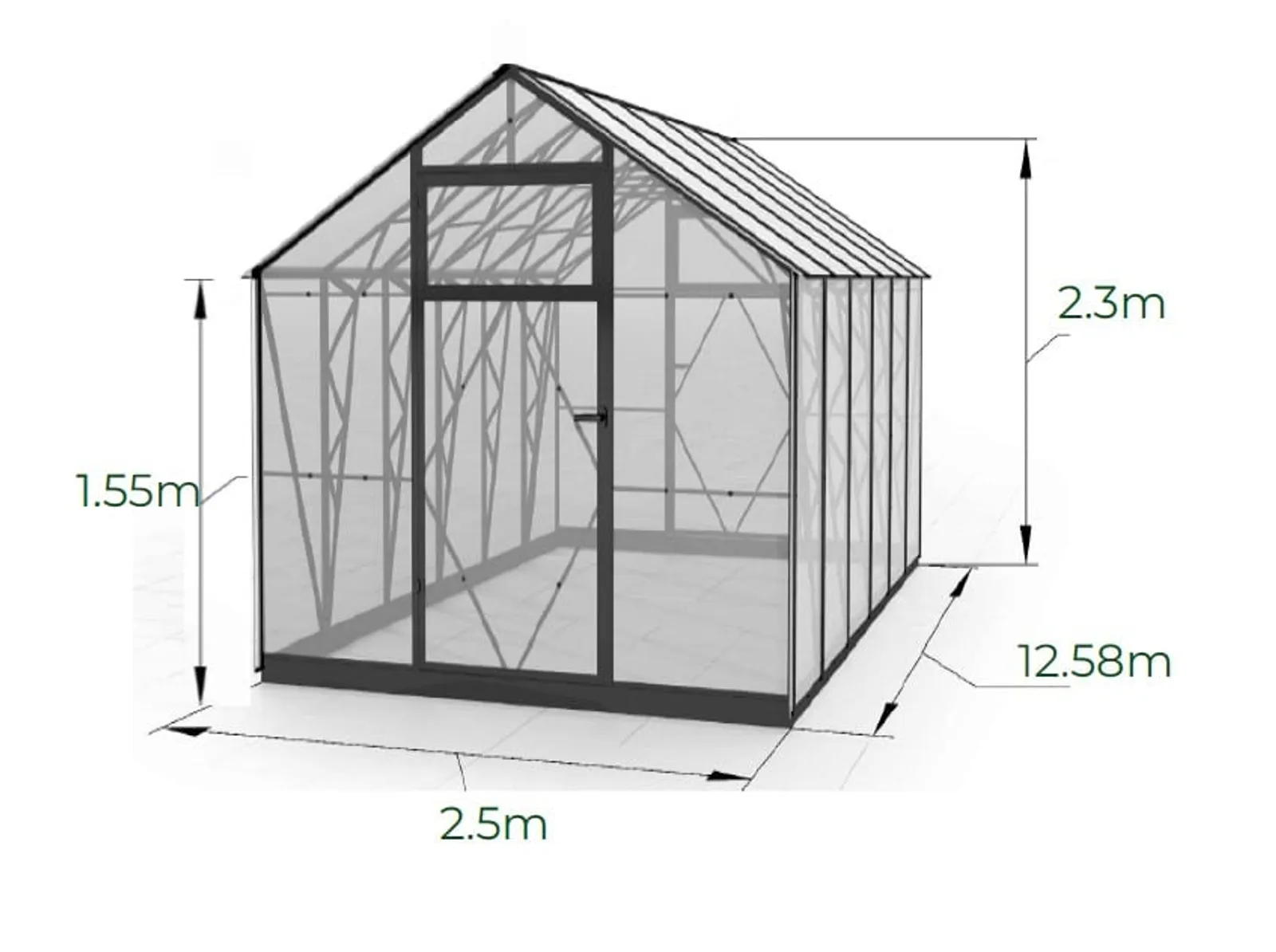Växthus EcoSlider House 2,5 - 31,45 m² - galvaniserat stål - bild 3