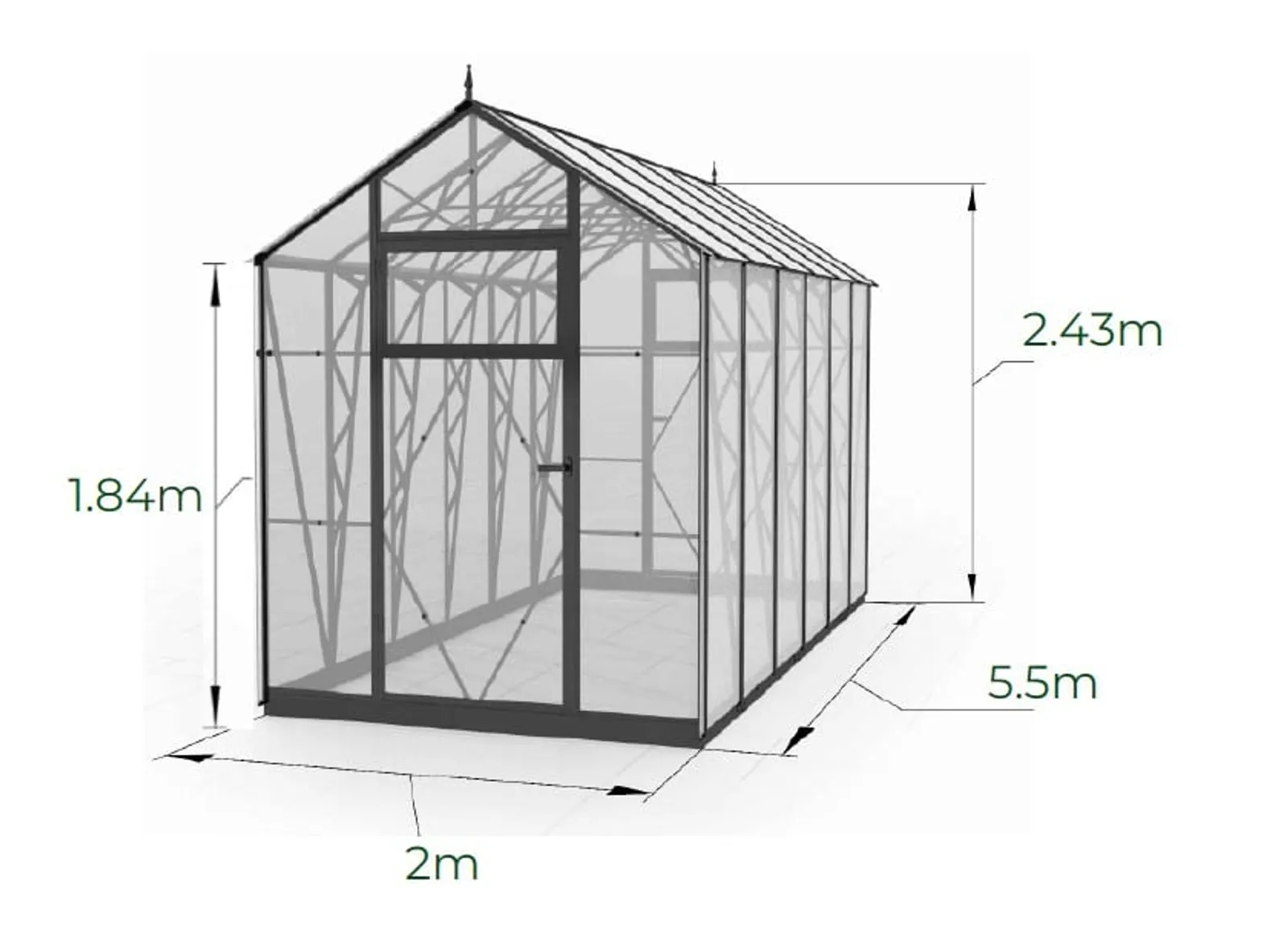 Växthus EcoSlider Lux 2,0 - 11,0 m² - svart stål - bild 3