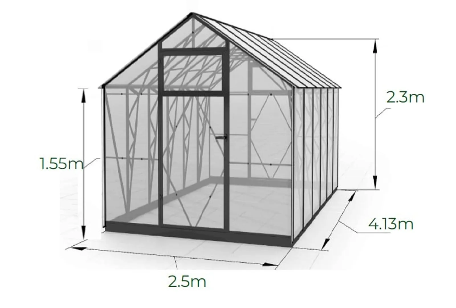 Växthus EcoSlider House 2,5 - 10,32 m² - galvaniserat stål - bild 3