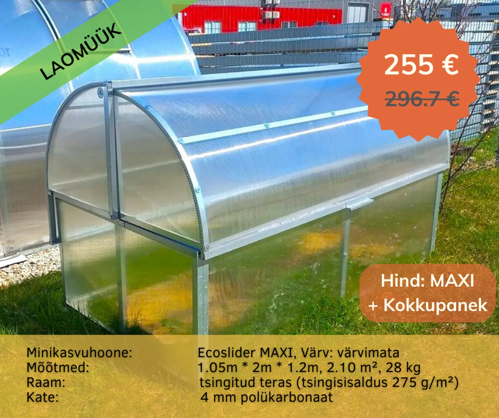 EcoSlider Maxi miniväxthus 2,1 m², hög modell - bild 8