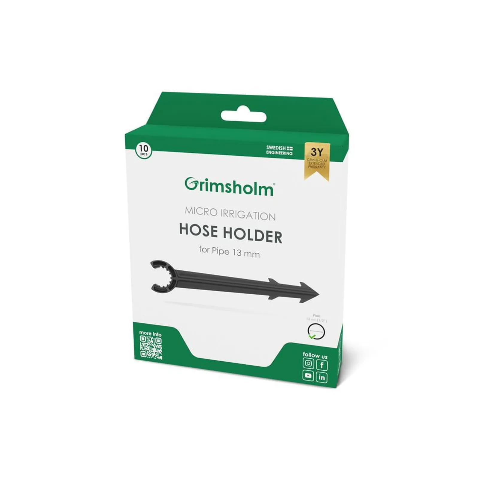 Slanghållare Grimsholm 13 mm 10st