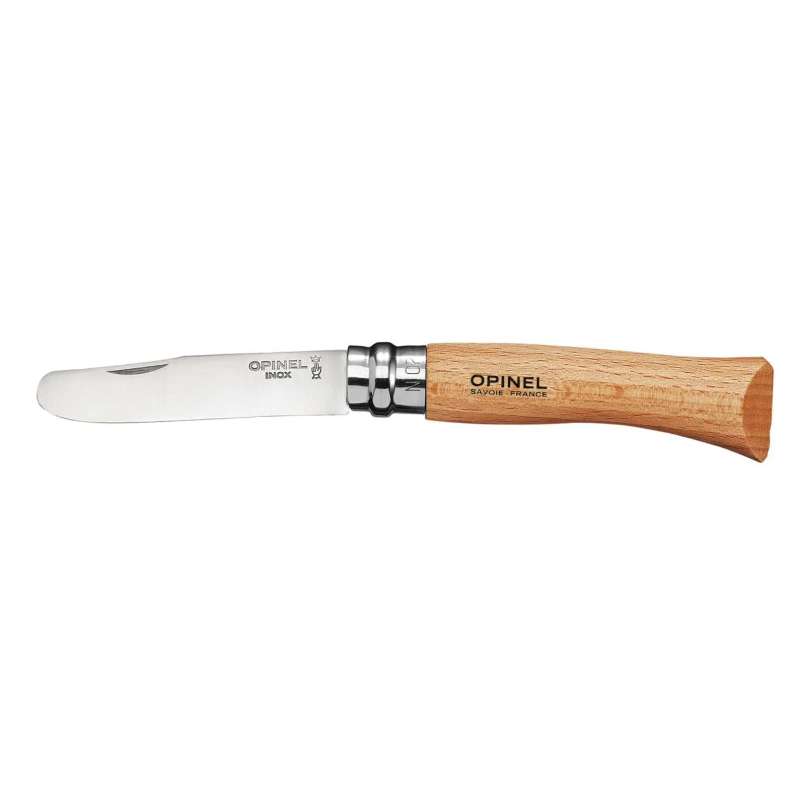 Opinel fällkniv med rostfritt stål blad och trähandtag - inkluderar säkert blått fodral för förvaring