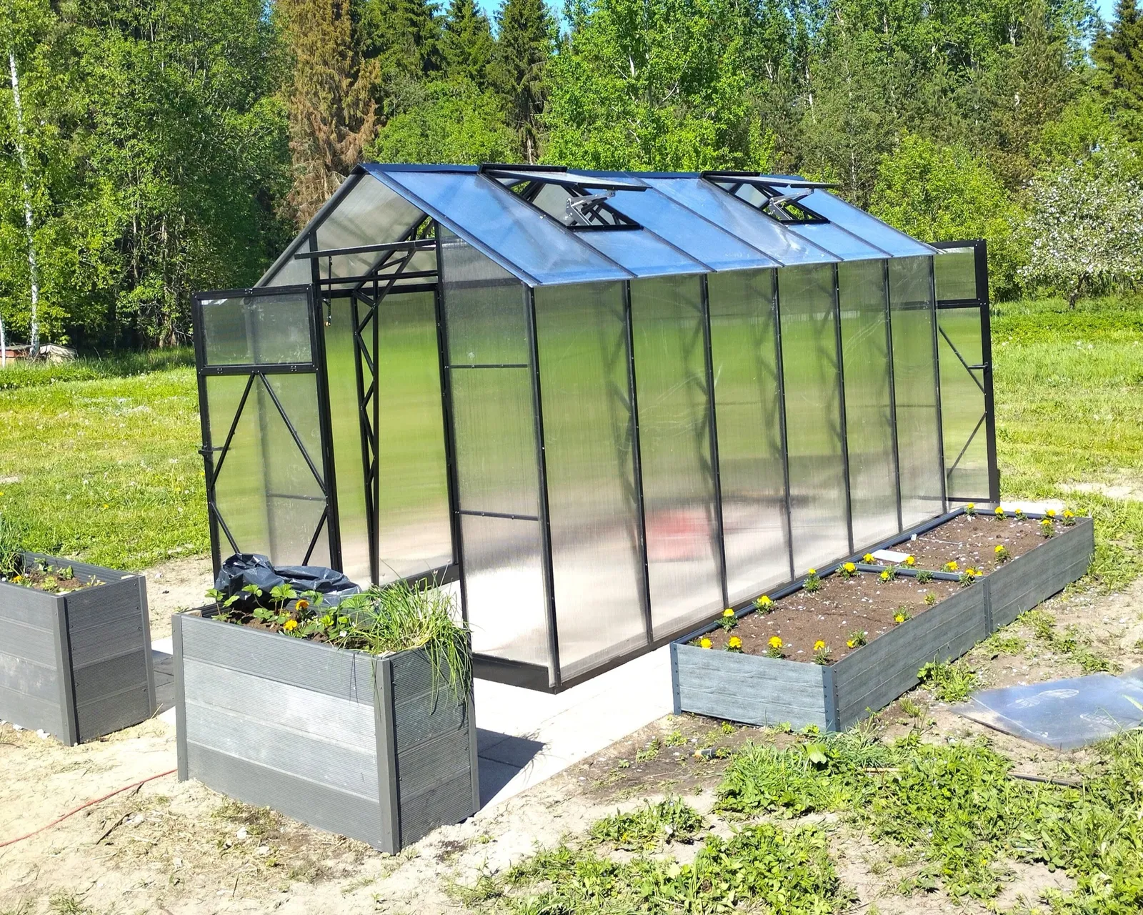 Växthus EcoSlider Lux 2,0 - 8,2 m² - svart stål - bild 4