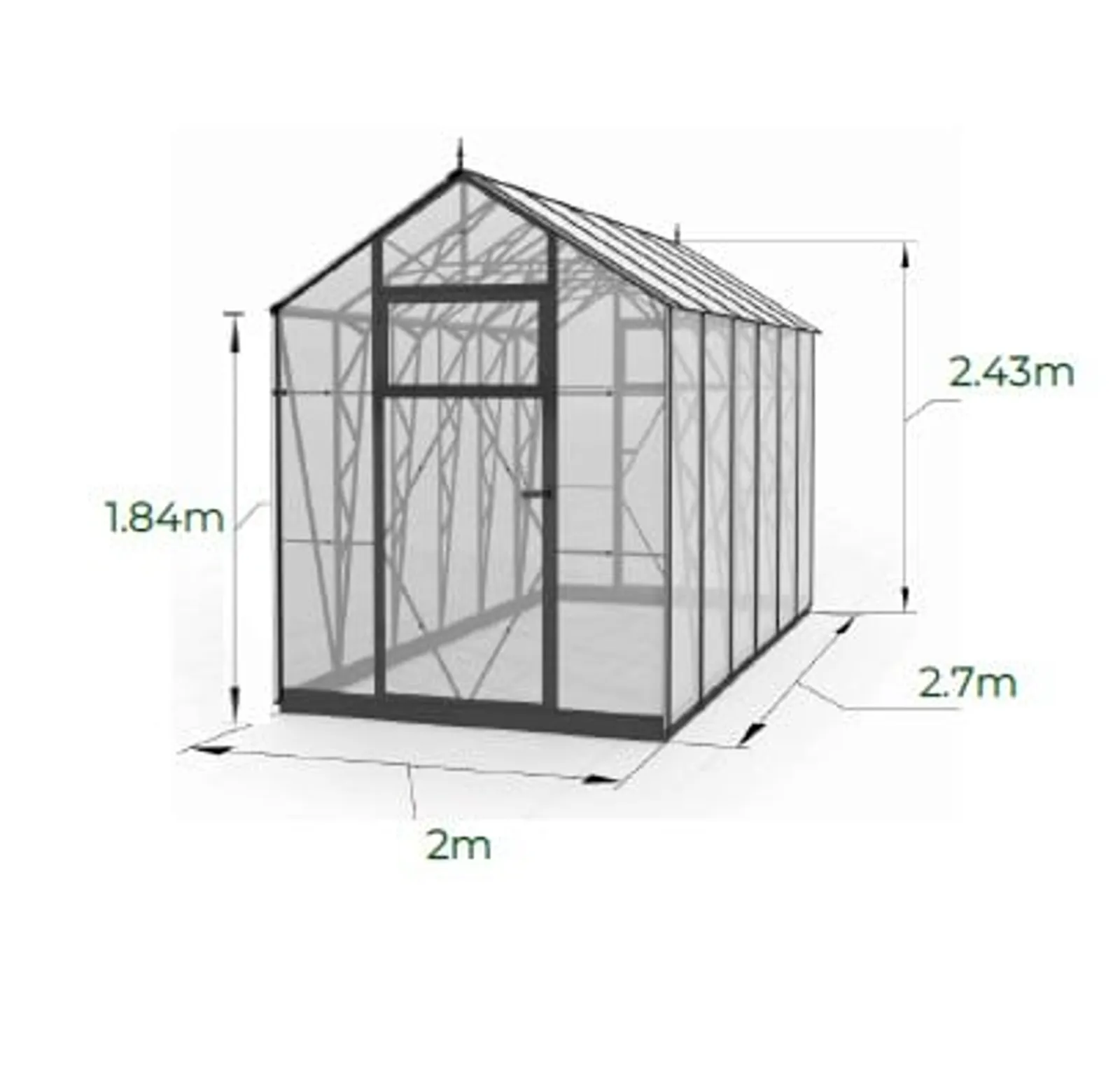 Växthus EcoSlider Lux 2,0 - 5,4 m² - svart stål - bild 3