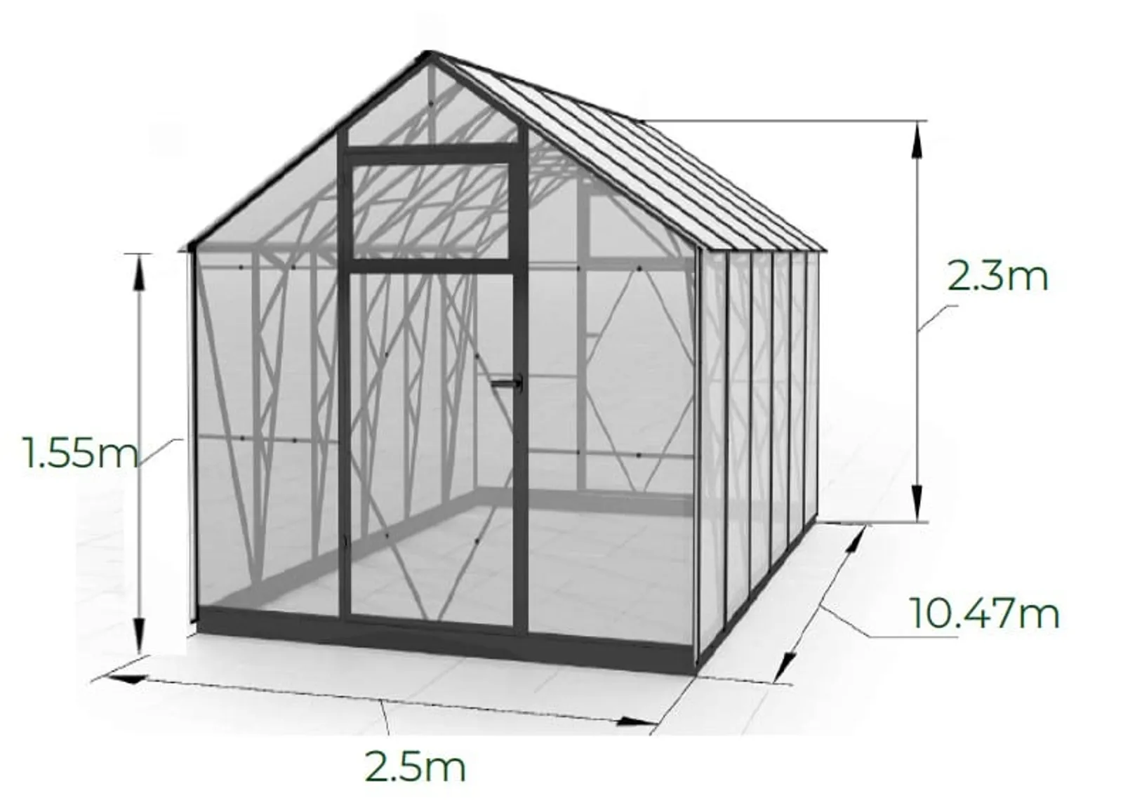 Växthus EcoSlider House 2,5 - 26,18 m² - galvaniserat stål - bild 3