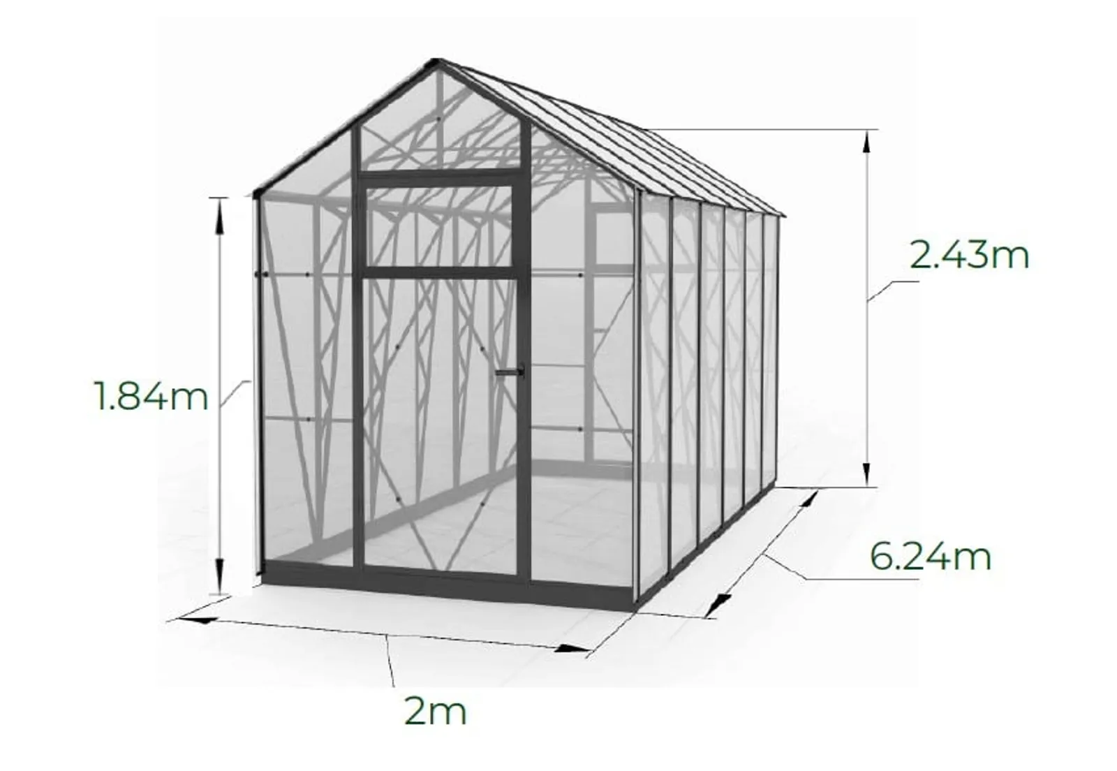 Växthus EcoSlider House 2,0 - 12,48 m² - galvaniserat stål - bild 4