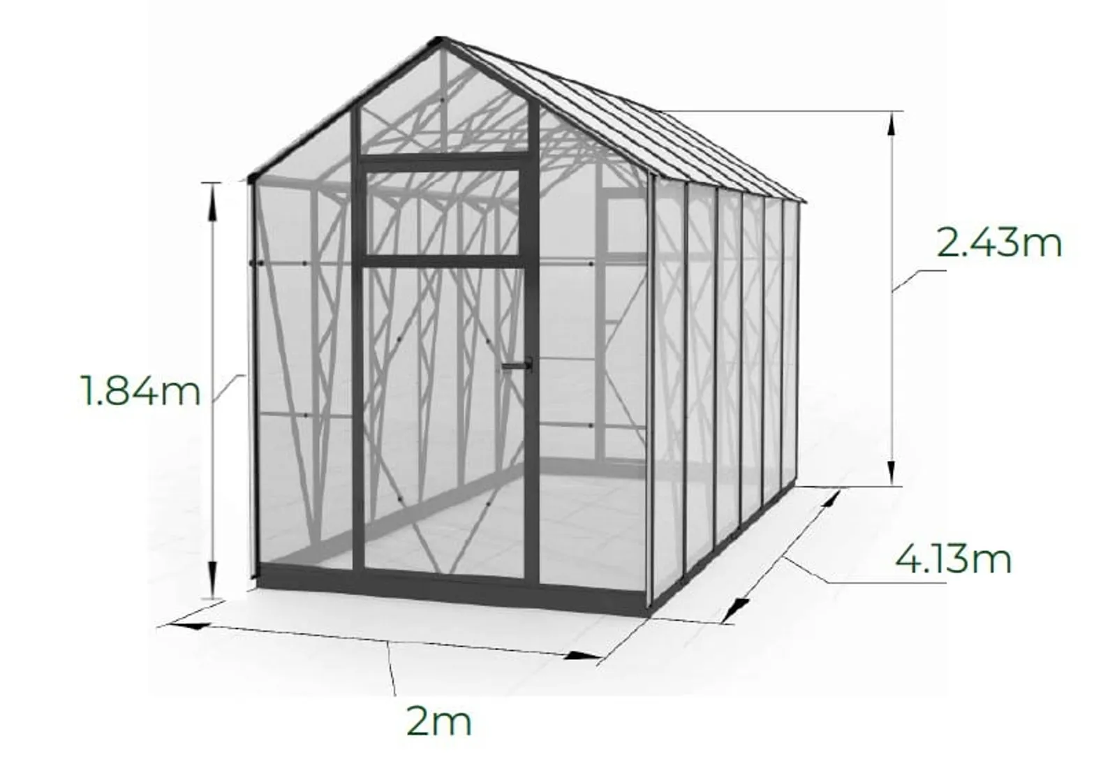 Växthus EcoSlider House 2,0 - 8,26 m² - galvaniserat stål - bild 1