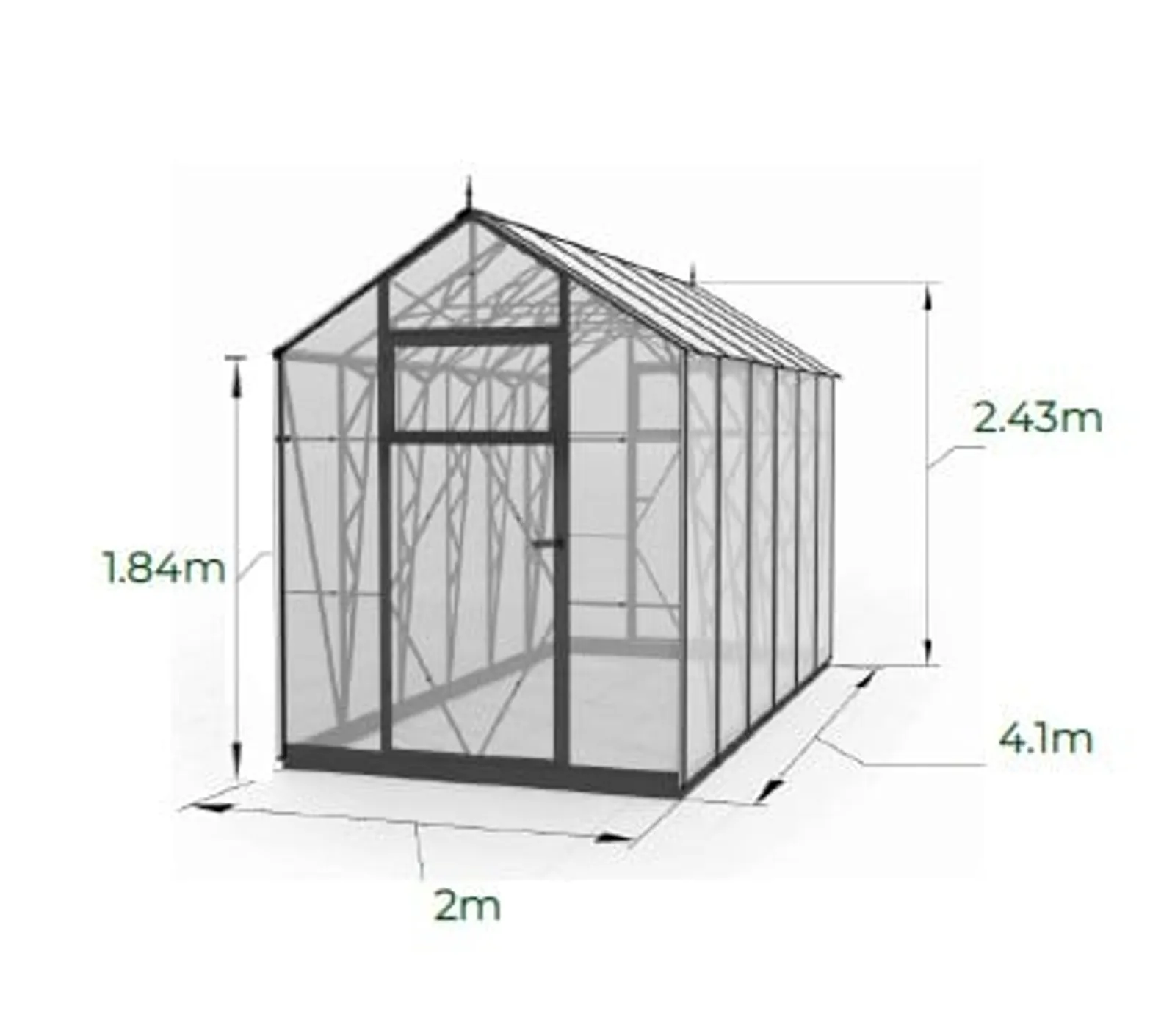 Växthus EcoSlider Lux 2,0 - 8,2 m² - svart stål - bild 3