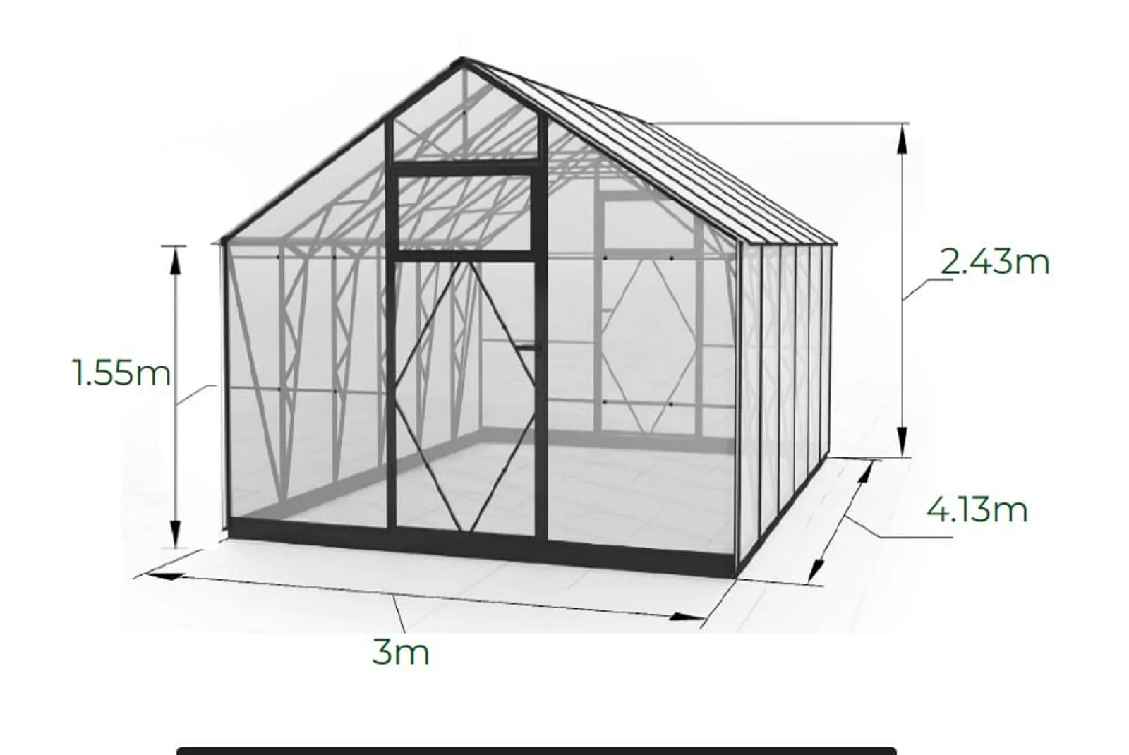 Växthus EcoSlider House 3,0 - 12,39 m² - galvaniserat stål - bild 3