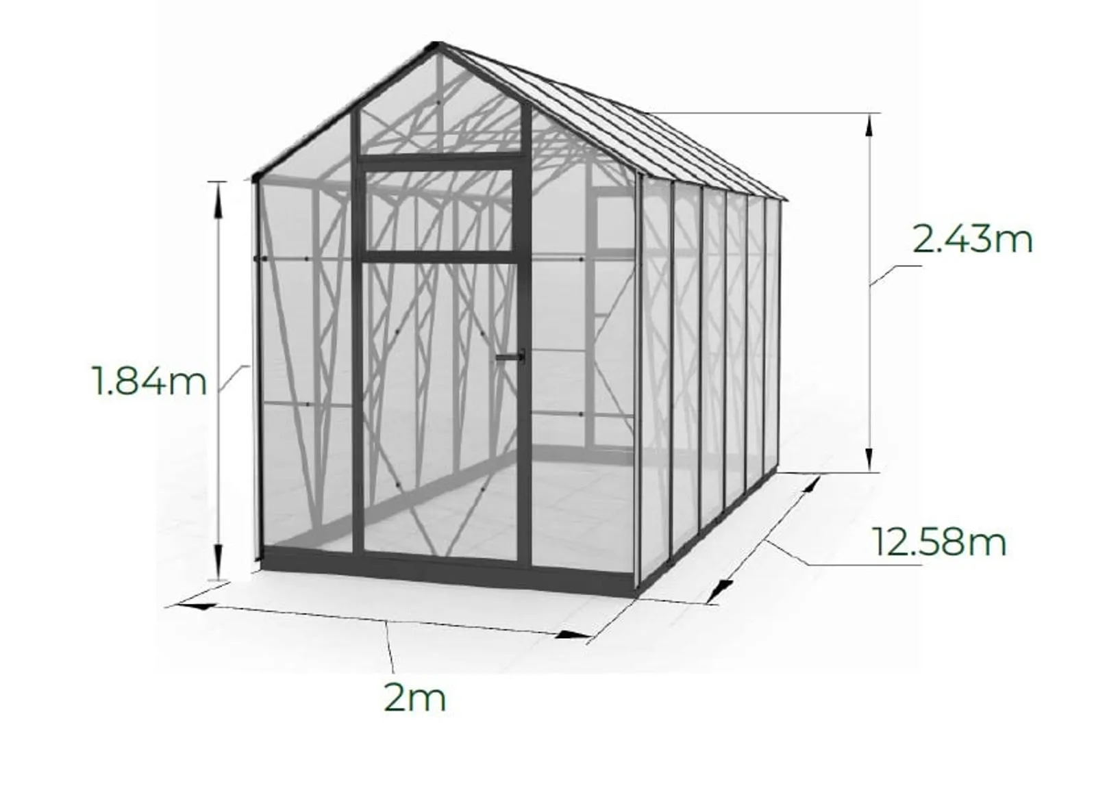 Växthus EcoSlider House 2,0 - 25,16 m² - galvaniserat stål - bild 1
