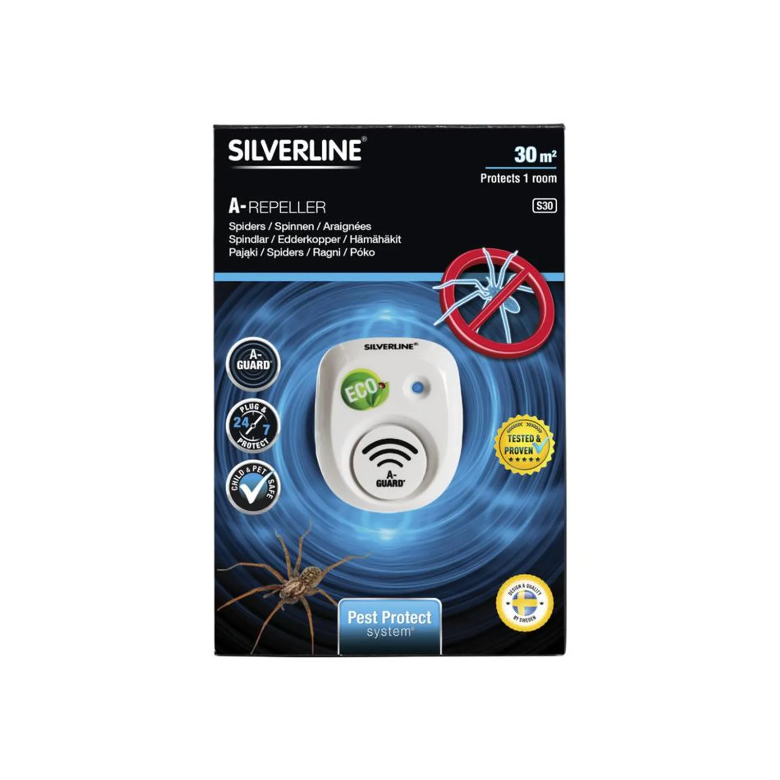 Avskräckare Silverline S30 Spindel — närbild