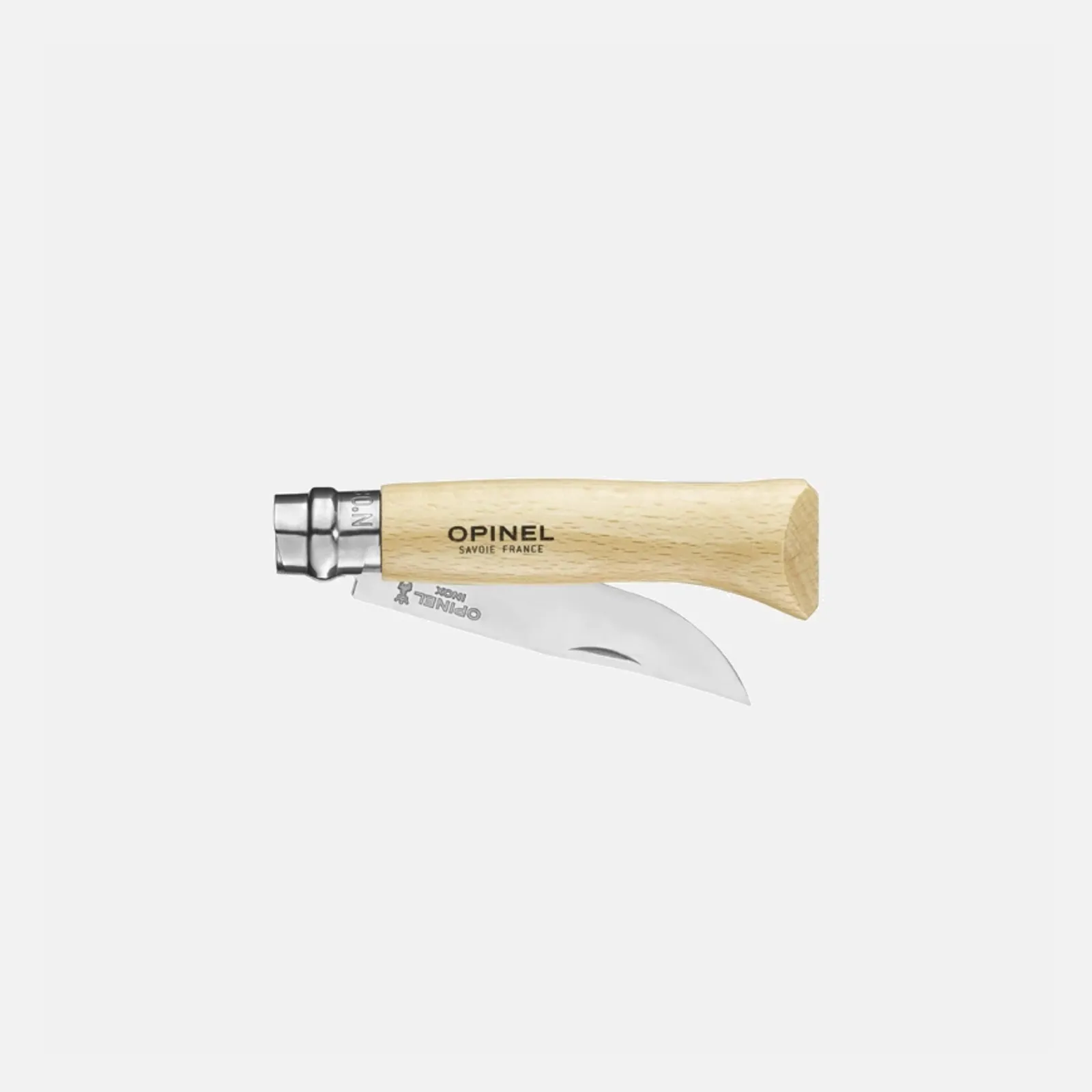 Opinel N08 Inox kniv med klassiskt trähandtag och rostfritt stål blad - idealisk för utomhus och vardagsbruk