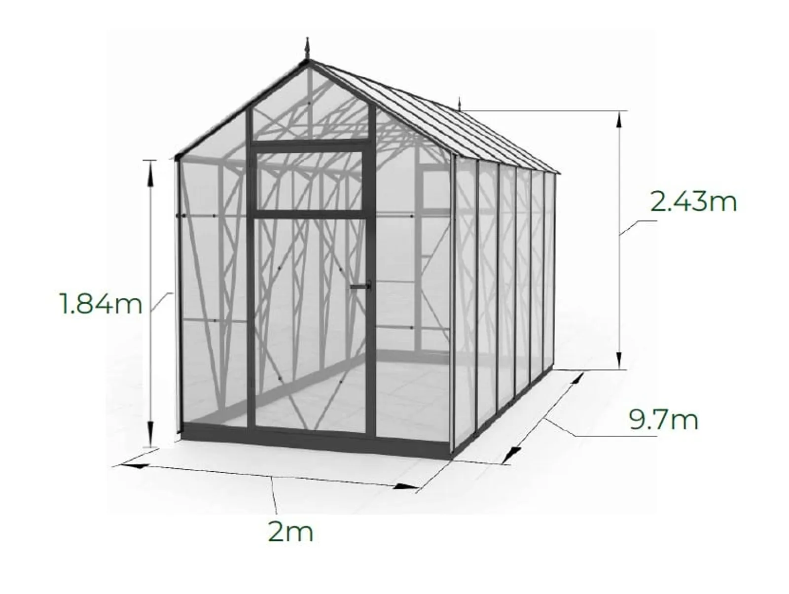 Växthus EcoSlider Lux 2,0 - 19,4 m² - svart stål - bild 3