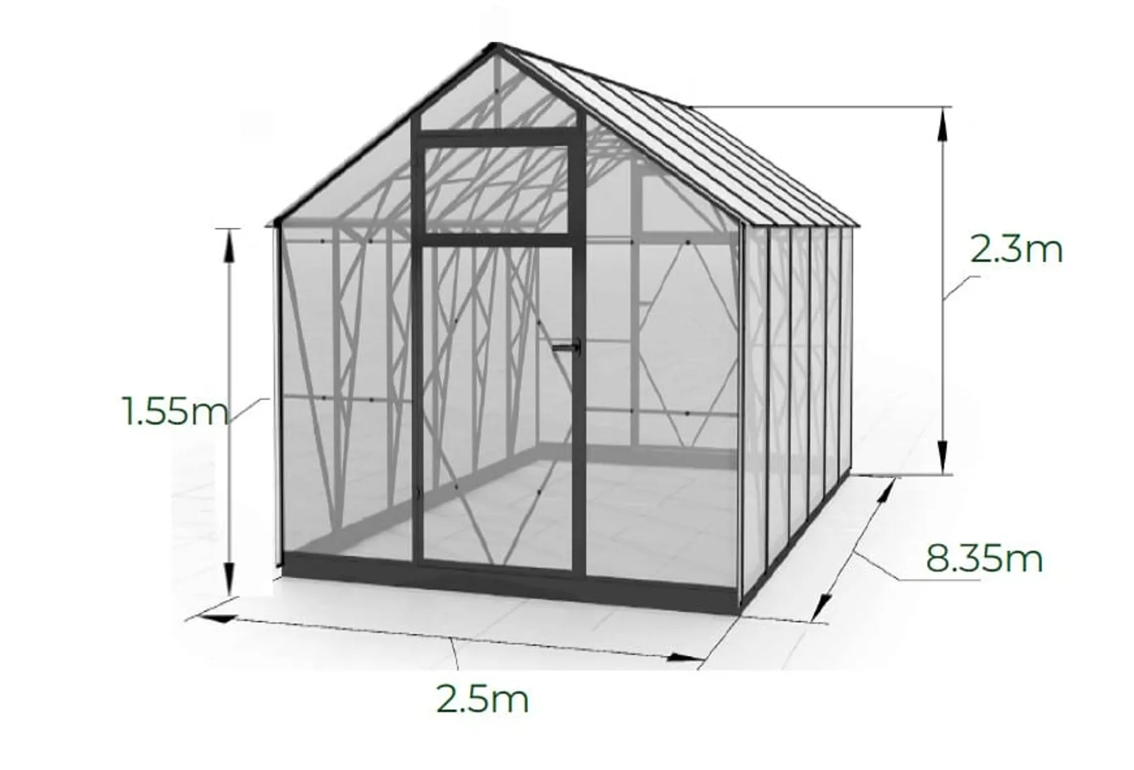 Växthus EcoSlider House 2,5 - 20,9 m² - galvaniserat stål - bild 3